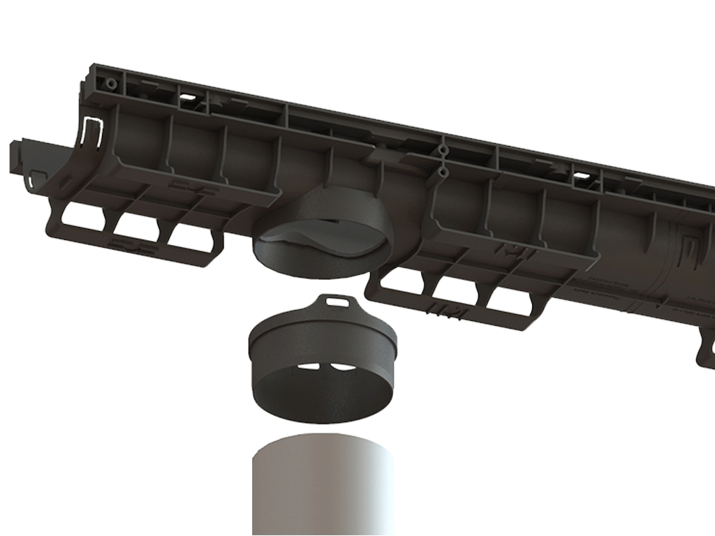 Rigolă din plastic BASE DN100 H80 cu grătar metalic zincat în fante clasa de sarcini A15